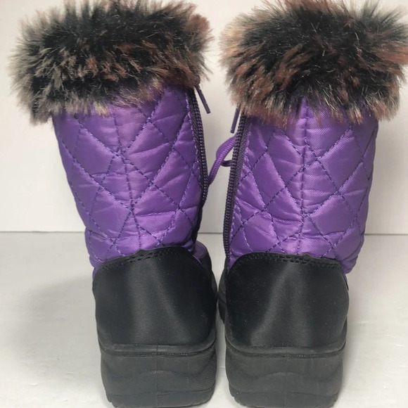 Snow Tec Toddlers Quilted Snow Boots Purple with Faux Fur Trim (5-Toddler) - Picture 6 of 10